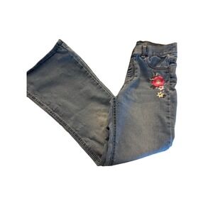 Wonder Nation Girls Flare Jeggings XL (14-16) Embroidered Floral Stretch Jeans